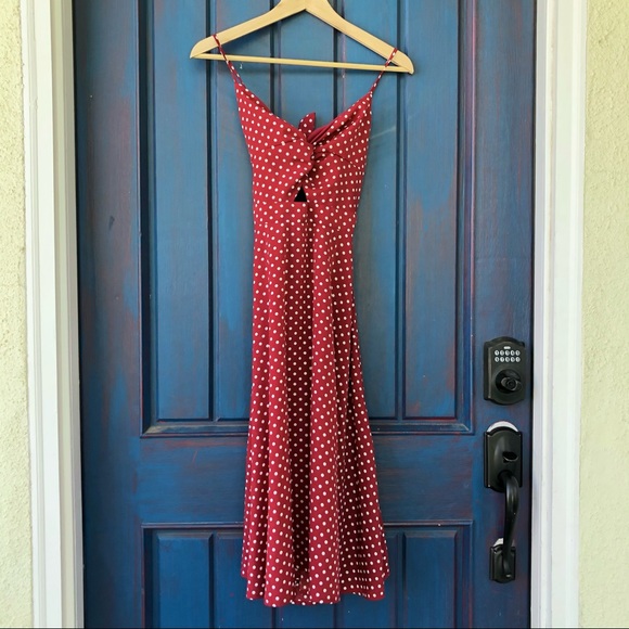 SHEIN Dresses & Skirts - SHEIN Midi Tie Back Twist Cut Out Polka Dot Dress